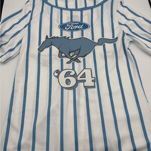 Woman XS Ford Blue and White Striped Jersey